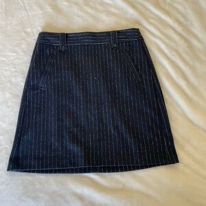 LOFT Dark Blue Striped Mini Skirt
